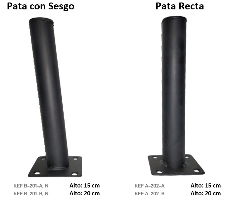 PATA TUBULAR NEGRA MATE RECTA Y CON SESGO