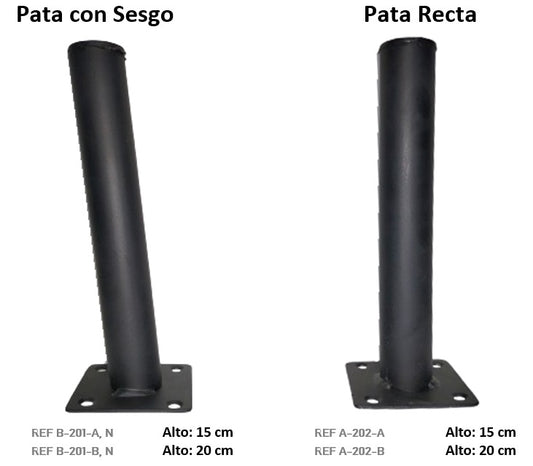 PATA TUBULAR NEGRA MATE RECTA Y CON SESGO